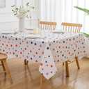 4th of July Red Blue Stars White Rectangle Tablecloth - 60" X 120" Oblong Polyester Patriotic Table Cover Reusable Water Resistant Independence Day Table Decoration