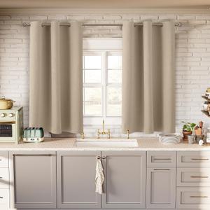 Blackout Curtains - Grommet Thermal Insulated Room Darkening Bedroom and Living Room Curtains, Set of 2 Panels (38 x 54 Inch, Sand)