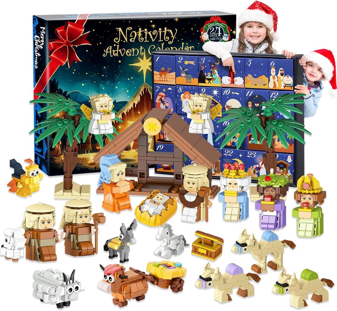 Nativity Advent Calendar 2025 Kids - 24 Days Building Blocks Kits Christmas Gifts Countdown Calendar Set, Christmas Building Toys Gift Sets for Boys, Girls, Teens & Adults Ages 6+