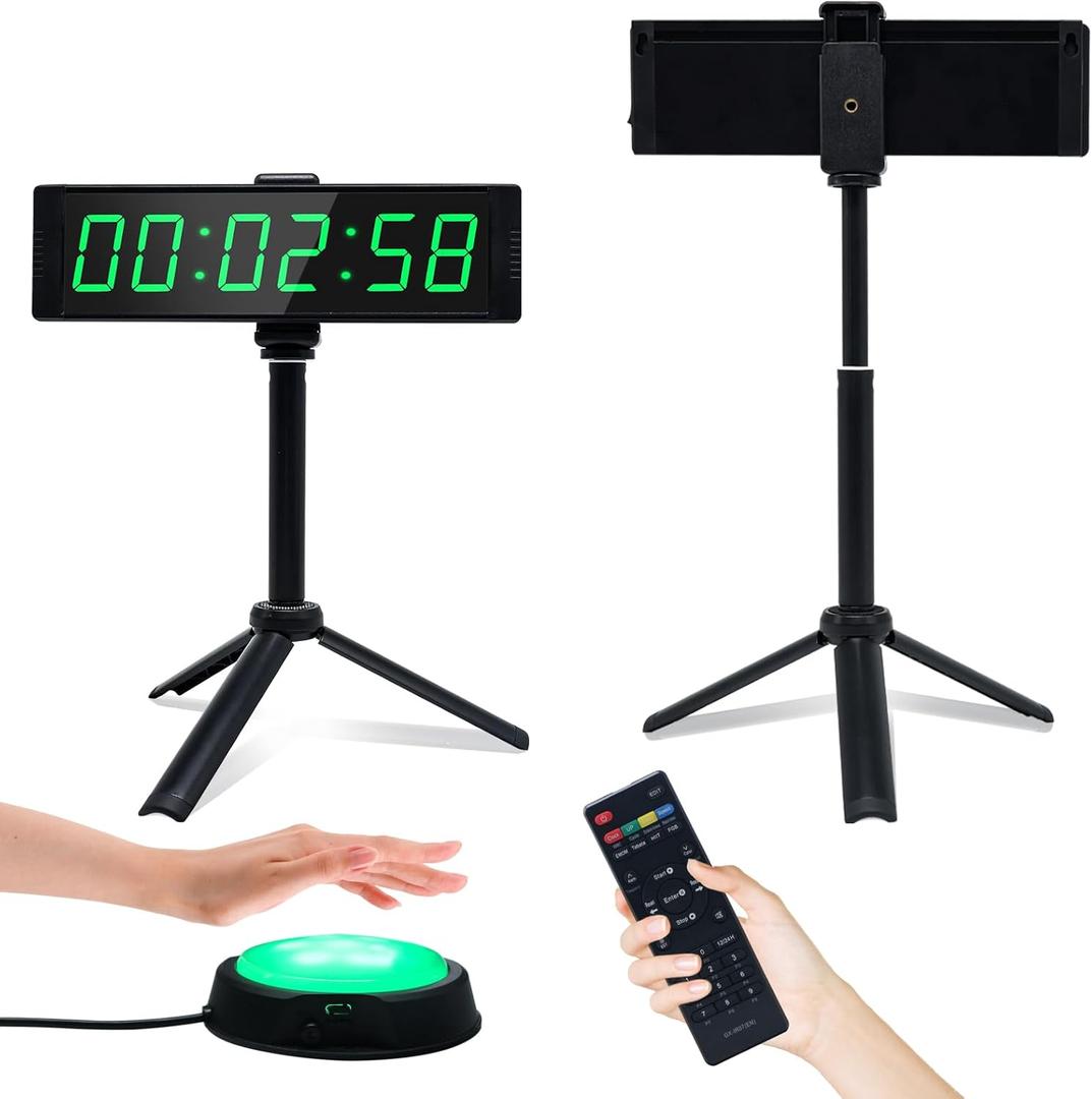 YZ Gym Timer Clock for Home Gym, Fitness Timer with Stopwatch Button, Large Digital Stopwatch Countdown Clock, 12/24H Digital Wall Clock, with Stand