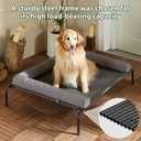 Cooling Elevated Dog Bed for Large Dogs Waterproof Raised Dog Cot with Slope Headrest, Breathable Teslin Mesh, Durable & Portable Pet Bed for Indoor and Outdoor Use, Grey