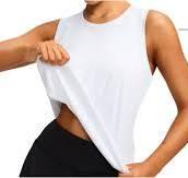 SHENHE Women's Racerback Workout Tank Top Sleeveless Loose Fit Quick Dry Athletic Yoga Shirt White Large