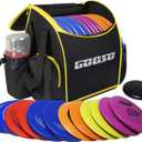 Disc Golf Set with Bag - 12 PCS Flying Disc Golf Discs for Beginner with Putter, Midrange, Driver | Portable Disc Golf Backpack Holds 28+ Discs Free Stand Bag Design for Convenient Use (Yellow)