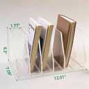 Acrylic Magazine File Holder, 6 Vertical Compartments Desk Document Sorter Organizer, Clear Folder Rack Binder for Office/Home/Classroom, for Documents, Tablet, Magazines, Books & Accessories