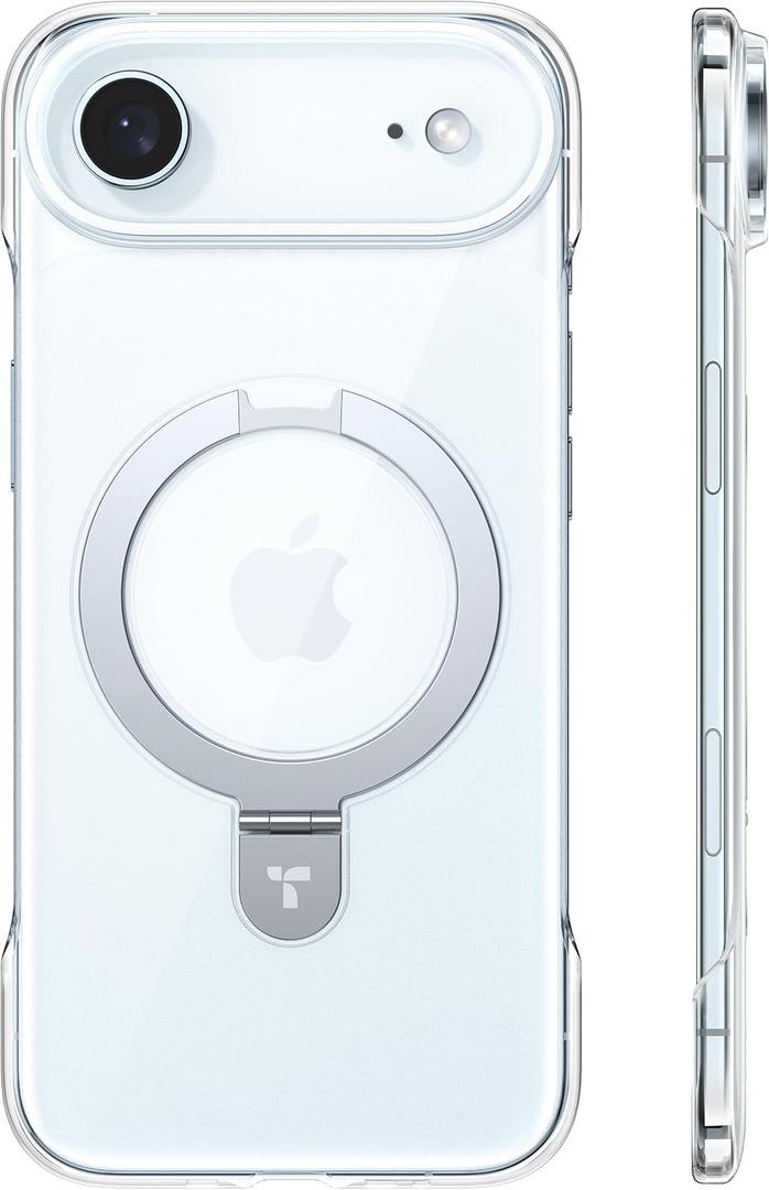 TORRAS for iPhone Air Case, Slim Magnetic Stand, Open-Edge Thin Frame Fit, Hard PC, Fit for MagSafe, Anti-Yellowing Phone Case for iPhone 17 Air, Daily Protection, Clear