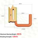 10 Pack E Track Large J Hooks,E-Track J Hanger for Trailer (2" Gold Hook) | Heavy Duty Steel E-Track/ X -Track J Hooks for Enclosed Trailer,Garage, Vans,Workshop,E Track Accessories