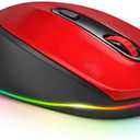 seenda Wireless Mouse, Rechargeable Light Up Mouse for Laptop, Small Cordless Mice with Quiet Click LED Rainbow Lights for PC Laptop Kids Chromebook Windows Mac, Black & Red