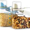 2 PCS Cereal Storage Containers, 1.5L/51oz Dry Food Rice Holder, Pet Dog Cat Food Dispenser with Measuring Cup, BPA Free Clear Plastic Kitchen Pantry Organization Bin, 1 Blue+1 White ((Blue+White)-(2pcs)1.5L3.3lbs52.91oz0.396gals)