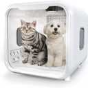 Automatic Pet Dryer Box for Cats and Small Dogs,Ultra Quiet Dog Hair Dryer 71L Capacity with Smart Temperature Control and 360 Drying(White-Standard)