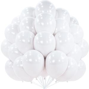 PartyWoo Pearl White Balloons 50pcs 12 Inch Metallic White Latex Balloon for Anniversary Retirement Wedding Graduation Baby Shower Birthday Gender Reveal Engagement Tea Party Decorations White-Z30