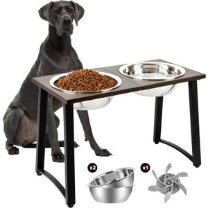 Elevated Dog Bowls for X-Large & Large Dogs, 16 Tall Raised Feeder Stand with 23000ML Stainless Steel Bowls and Slow Feeder, Heavy-Duty Dog Food & Water Bowl Set