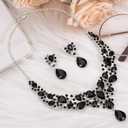 Hicarer Bridal Teardrop Cluster Crystal Jewelry Set for Women Necklace Earrings Wedding