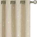 BGment Room Darkening Curtains 84 Inches Long, Grommet Thermal Insulated Blackout Curtains with Wave Line and Dots Printed for Bedroom, 2 Panels, Each 52 x 84 Inch, Beige