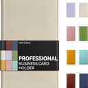 Sooez Leather Professional Business Card Book Holder Organizer, 240 Capacity Credit Card Booklet, PU Name Cards Holder Storage File for Men Women, 7.7"x 4.5" x 0.7", Beige