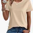 SMENG Women's Cotton Crewneck T-Shirts Short Sleeve Basic Solid Color Tee Classic-Fit Shirt Breathable Comfy Summer Top Size XS