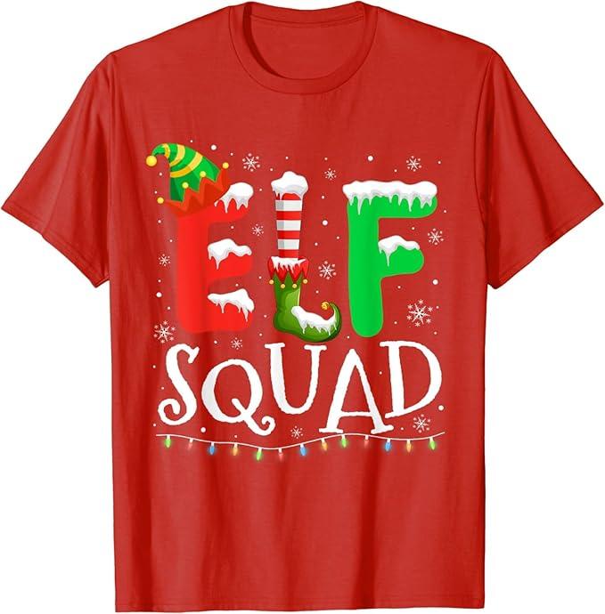 Elf Family Christmas Matching Pajamas Xmas Elf Squad T-Shirt, Medium