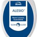 Bemis Alesio II Slow Close Toilet Seat, Easy Clean Hinges and Adjustable Perfect Fit Wood Seat, Made in USA, Elongated, White