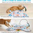 Interactive Cat Toys with Bird, Hide and Seek Cat Toy, 2 in 1 Automatic Moving Concealed Feathers for Indoor Cats, Non-Slip Suction, Touch Activated, USB Rechargeable, Blue