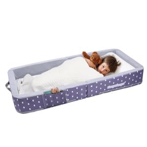 Mooedcoe Foldable Toddler Floor Bed with Sides, Folding Toddler Bed for Travel Kid Foam Sleeping Cot (Rectangular, Crown), Grey