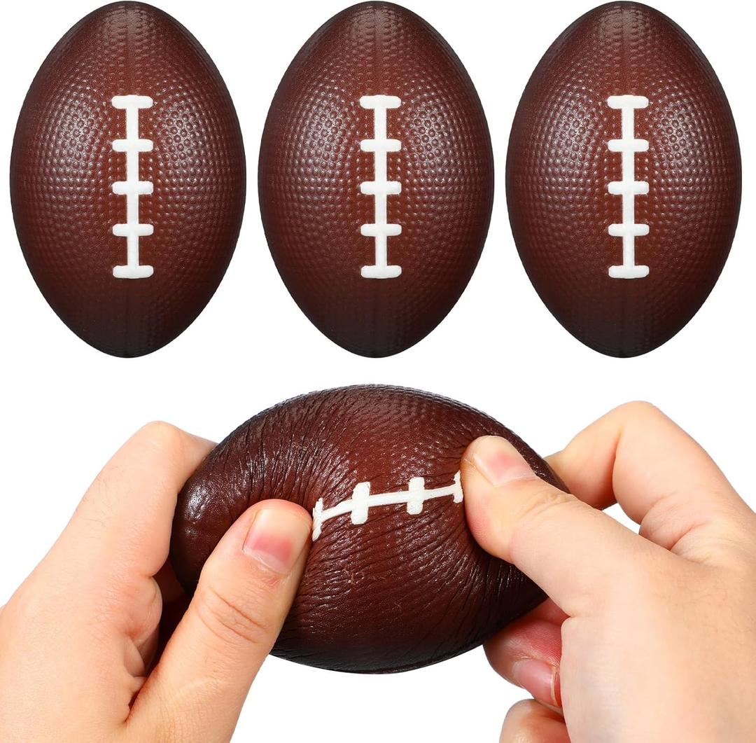 Syhood 4 Pcs 4 Inch Football Foam Stress Balls Adults Football Squeeze Sports Ball Pressure Anxiety Relief Toy Health Toy for Sports Party Favors