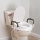 EasyComforts Raised 4 -Toilet Seat with Padded Arms and Lid, Bathroom