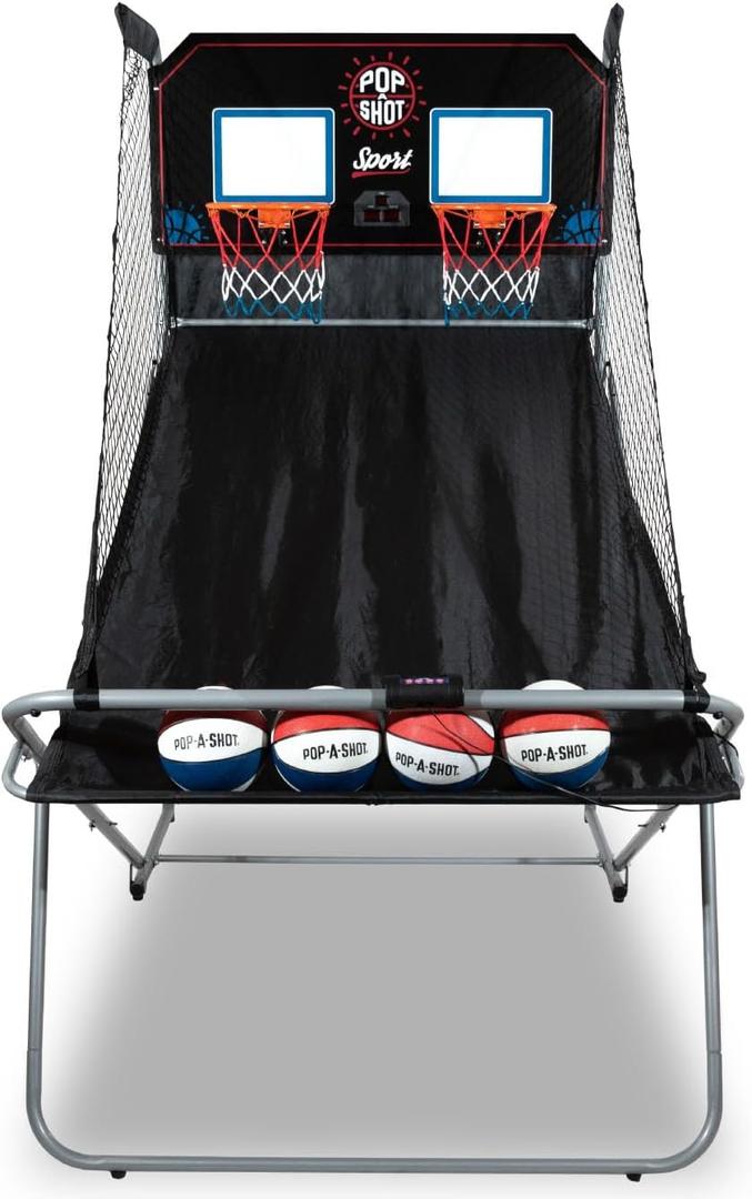 Pop-A-Shot - Dual Shot Sport | Arcade Basketball Game for Home | Paddle Scoring Hoop, 10 Game Modes, 4 Balls | Foldable for Easy Storage | Fun for All Players, 46 x 81 x 81 inches