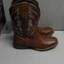 IUV Cowboy Boots For Men Square Toe Western Boot Durable Retro Classic Embroidered Pull On Boot Slip Resistant Country Boots Size 10, Dark Brown