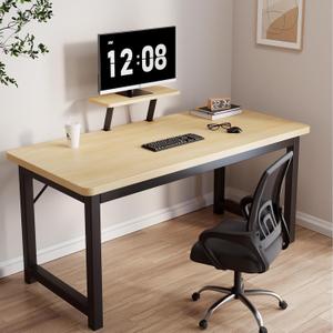 Small Computer Desk for Bedroom,39.4 Inch Study Table with Small Desk for Home Office. (Frameblack/Boardteak)