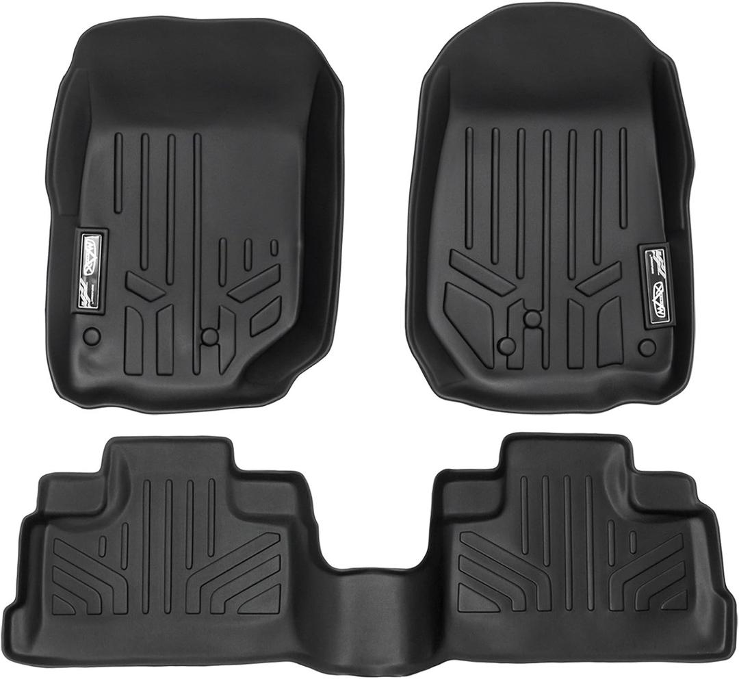 MAXLINER Custom Fit Floor Mats 2 Row Liner Set Compatible with 2007-2010 Jeep Wrangler