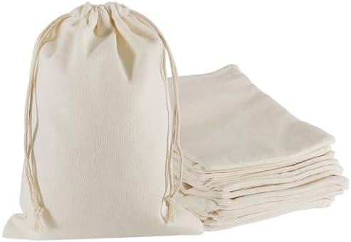 HRX Package 20pcs Muslin Bags 5x7 inch, Cotton Drawstring Pouches Sachet Bags for Gift Party Favors Jewelry DIY