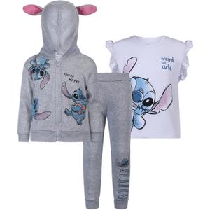 Disney Lilo & Stitch Girls Zip up Hoodie, T-Shirt and Pants Set for Toddlers and Big Kids (12)