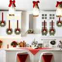 Dingion 8 Pcs 9.8" Small Christmas Cabinets Wreaths Mini Wreaths for Kitchen Window Chair Backs with Ribbon Bell Artificial Greenery for Farmhouse Holiday Decoration(Velvet,Classic,Deep Red)