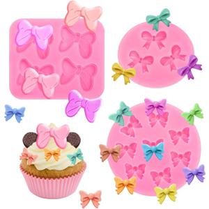 3 Pcs Bow Silicone Mold Fondant Bow Mold Chocolate Candy Cake Pop Molds Bow Molds for Cake Decorating, DIY Desserts, Fondant,Clay