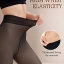 Bebila Fleece Lined Tights Women, Fake Translucent Warm Tights for Winter Sheer Pantyhose Thermal Leggings (Black, L)