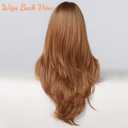 Honygebia Ginger Wig with Bangs - Auburn Wigs for Women, Copper Red Long Straight Layered Hair, Light Honey Blonde Dark Roots, Natural Synthetic Heat Resistant Wigs for Halloween/Christmas/Party