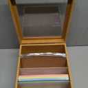 3x5'' Index Card Holder Box with Dividers Bamboo Index Card Organizer Wood Recipe Box with Lid 4 Compartments for 1200 Cards File Notecard Holders for Business Home Office Kitchen