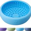 Dog Lick Bowl, Bestalk Anxiety Relief Lick Mat for Dogs, Non-Slip Freeze Licking Bowl Enrichment Puzzle Feeder for Distraction, BPA Free Silicone, Dishwasher Safe (Light Blue,L)