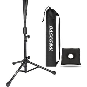 BaseGoal Batting Tee Baseball Tee,Softball Travel Portable Tee Tripod Stand Rubber Tee for Batting Training Practice with Carrying Bag