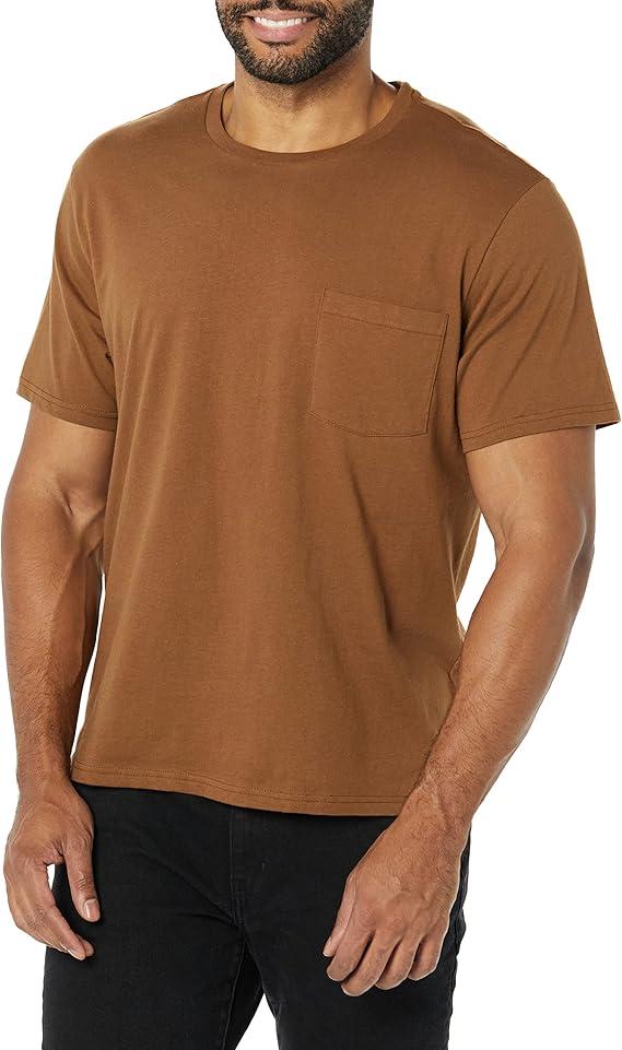 Amazon Essentials Men's T-Shirts, Short-Sleeve Crewneck Pocket, Cotton, 1-Pack (X-Large, Brown) Amazon Essentials Men's T-Shirts, Short-Sleeve Crewneck Pocket, Cotton, 1-Pack (X-Large, Brown)