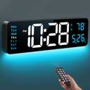 Digital Wall Clock, 16" Large Display Digital Clock with Night Light, Wall Clock with DST, Alarm, LED, Date, Week, Temp for Living Room, Bedroom, Classroom Decor, Birthday Gift for Senior Mom Dad