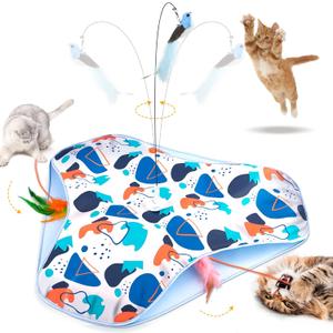 Interactive Cat Toys, Hide-and-Seek Automatic Cat Toy, Rechargeable Three-in-One Suitable for Kitten Toys to Interact and Play Automatically, with A Bird-Shaped Cat Toys for Indoor Cats