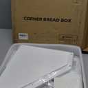 viewcare Corner Bread Box for Kitchen Counter, Bamboo Wood Large Capacity Bread Storage Bin with Acrylic Wavy Door Panel (White, Extra Large)