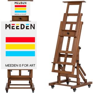 MEEDEN Extra-Large Art Painting Easel: Solid Beech Wood Artist Easel - Professional Heavy-Duty Studio Easel for Adults - Movable H Frame Floor Easel Stand for Painting Canvas up to 79" (Walnut)