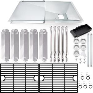 Hiorucet Adjustable Grill Grease Tray Replacement Parts for Nexgrill 5 Burner 720-0888N, 720-0888, Nexgrill 4 Burner 720-0830H, 720-0783E, 720-0830A, Drip Pan, Grates, Heat Plates, Burners and Igniter