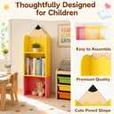 Pencil Bookshelf Wood 3 Tier Back to School Open Storage Bookshelf Cute Pencil Shaped Floor Standing Bookcase Storage Organizer Playful Bookshelves for Classroom Bedroom Home Office Nursery Decor