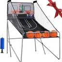 Foldable Electronic Dual Basketball Arcade Game,Double Shot 2 Player, 8 Game Options w/4 Balls LED Scoring System & Indoor Basketball Game for Kids, Youth Adults