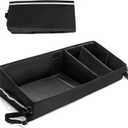 Under Seat Storage Box for Trucks, Tool Organizer with Removable Bottom Board, 2 Side Handles and Hook Snap Fix Strap, Black