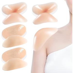 Zaruatu Silicone Shoulder Pads for Women Clothing Soft Adhesive Shoulder Pads for Women Anti Slip Enhancer Shoulder Pads for Jackets Dress Suits ( Yellow & Skin & Clear)