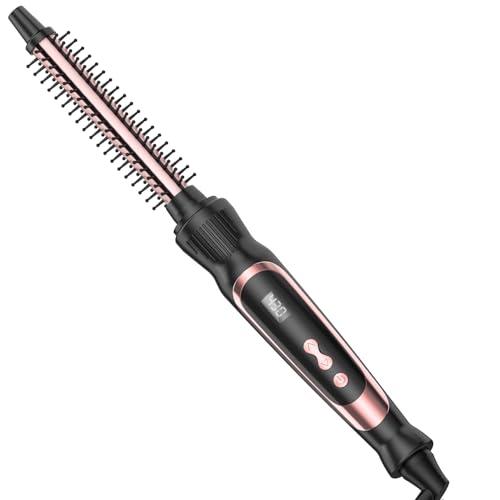 USHOW Small Curling Brush, Heated Round Brush with Dual Voltage & Adjustable Temperature, Smooth & Voluminous Curls, Travel-Friendly Hair Styling Tool (Rose Gold, 1/2 inch)