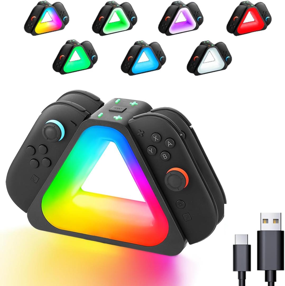 Charging Dock for Nintendos Switch 2,Switch 2 Joycons Dock for 4 Joycon,Joycons Charger Stand Station with LED Indication and USB Type-C Charger Cable